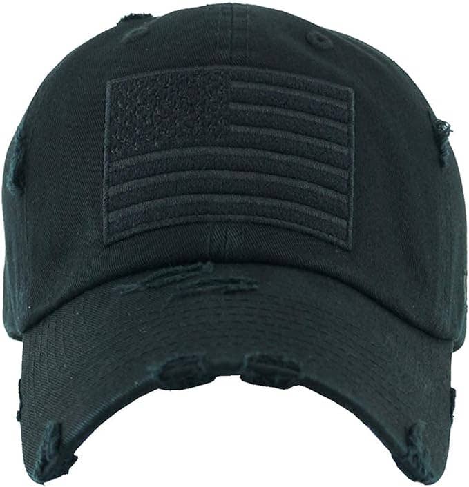 Kids Baseball Cap: American Flag - Black (Ages 2-5)