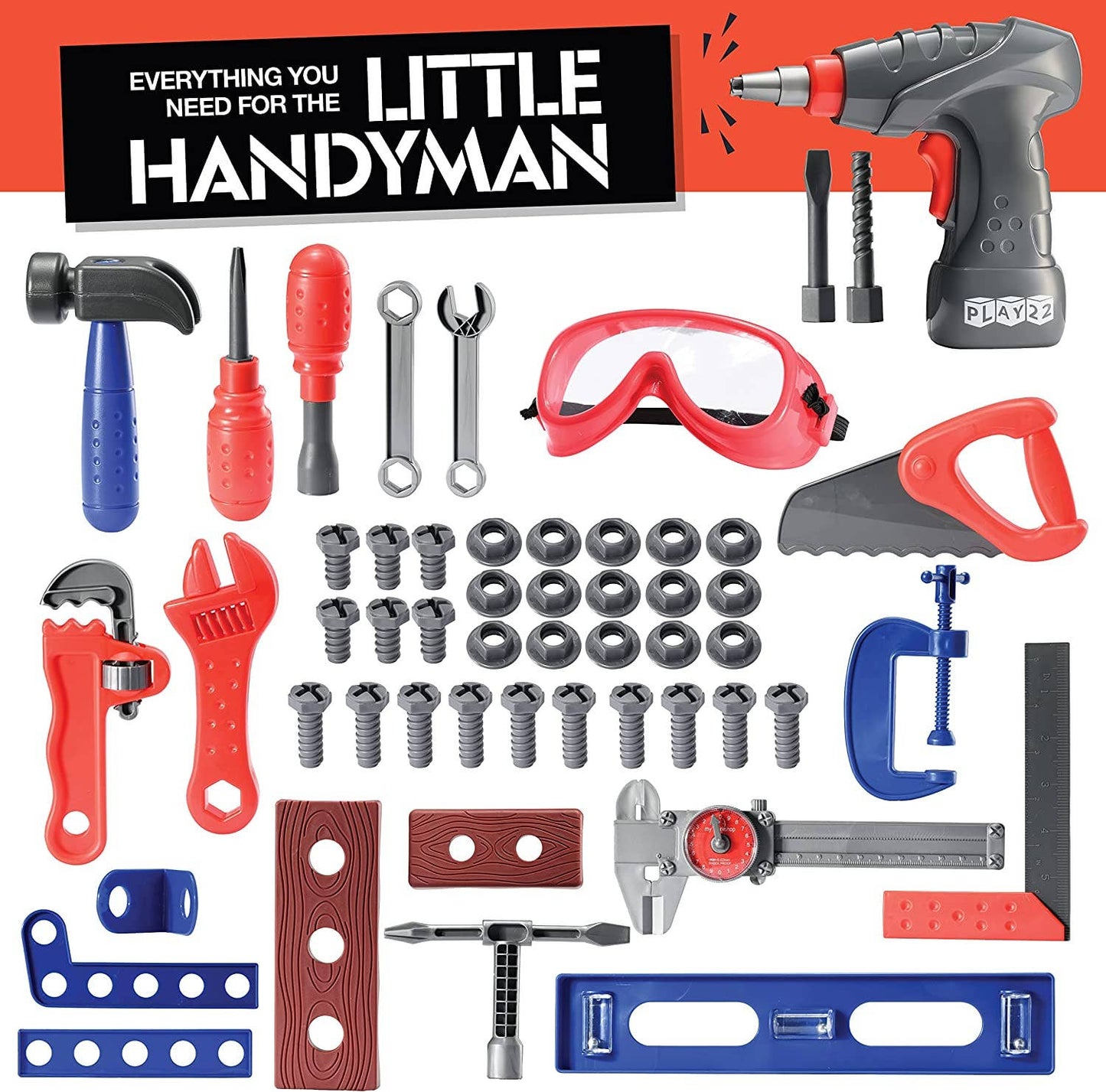 76 Pcs Kids Tool Bench Set, Foldable Toddler Tool Set