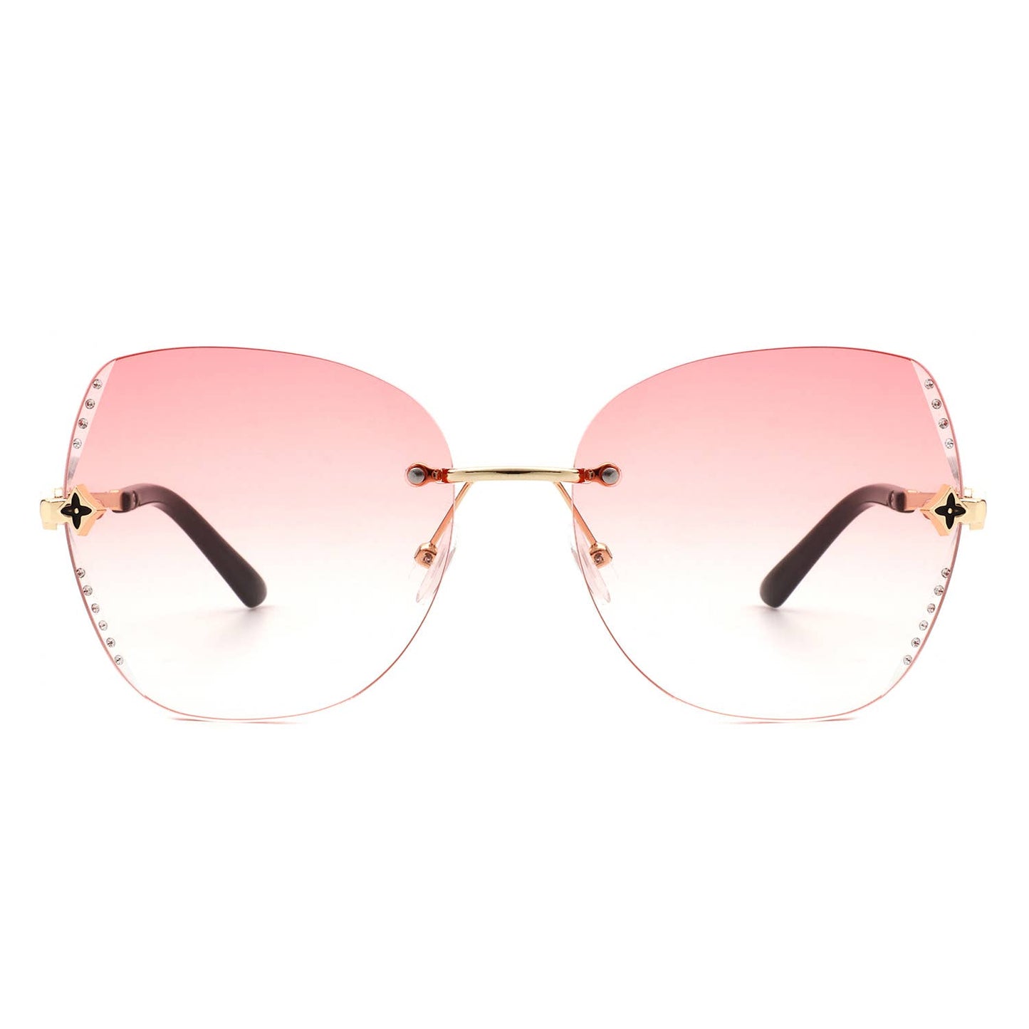 Oversize Rimless Butterfly Rhinestone Fashion Sunglasses