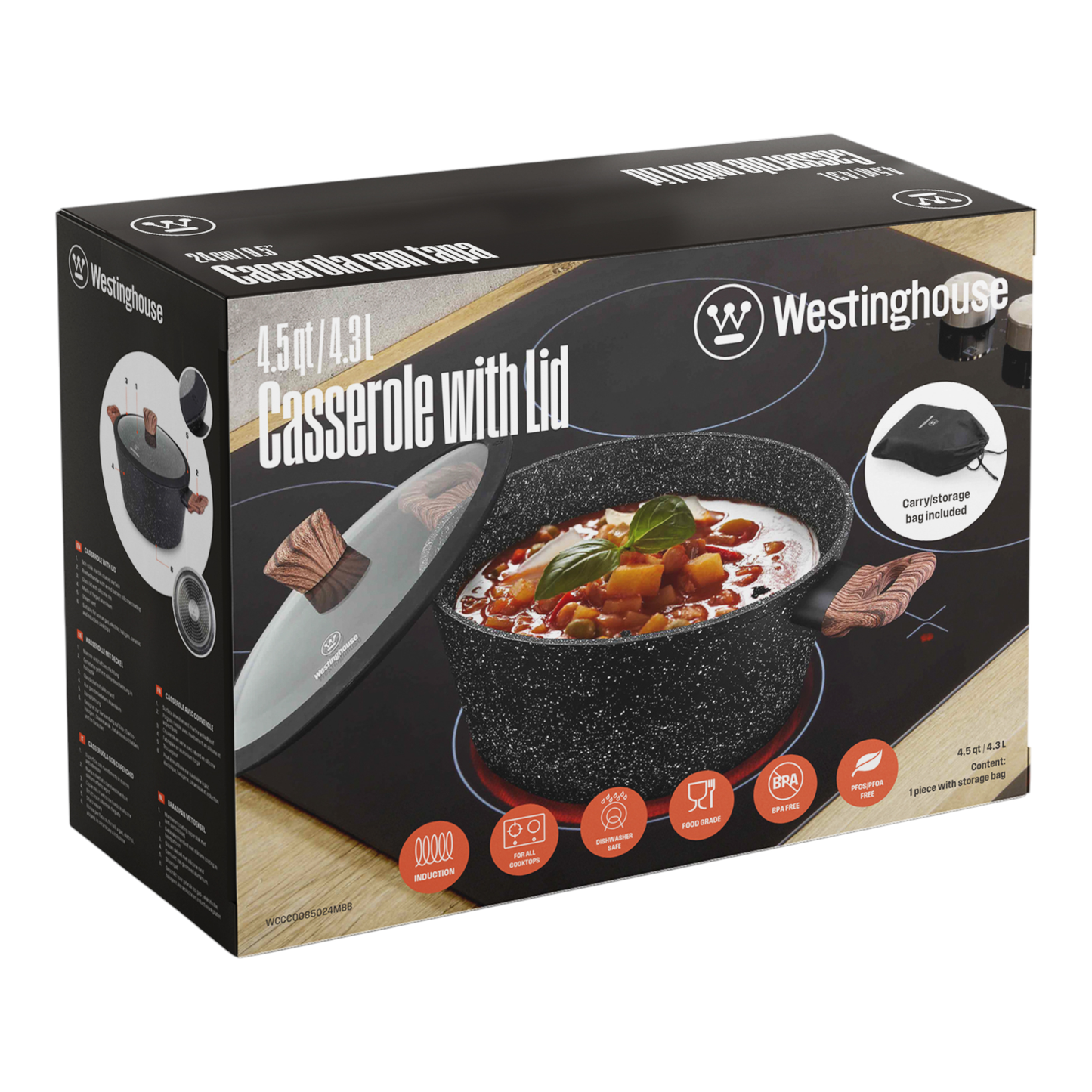 Westinghouse 4.5-Quart Casserole with Lid - Marble Series