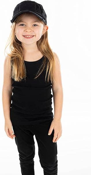 Kids Baseball Cap: American Flag - Black (Ages 2-5)