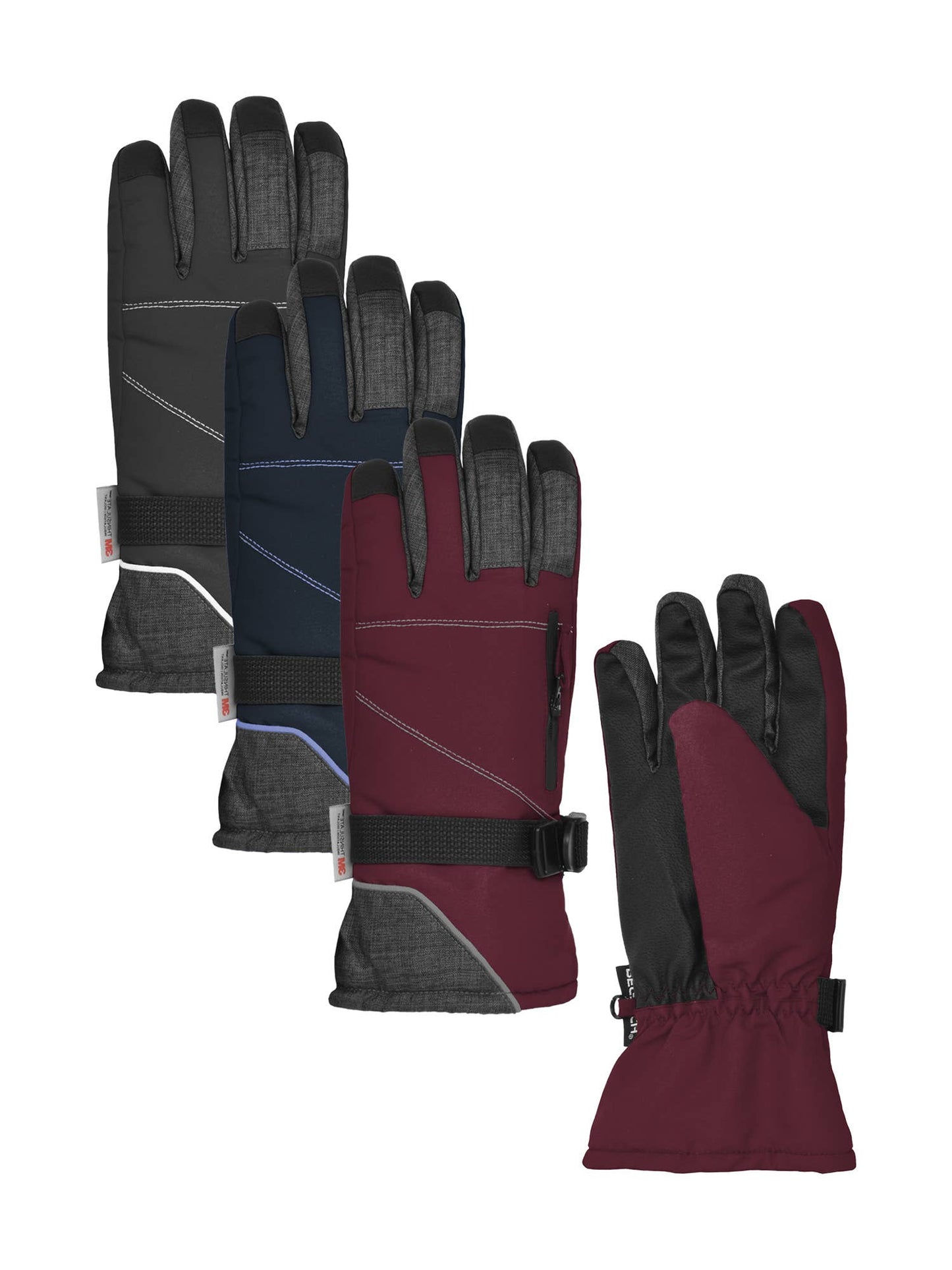 Women's Snowboard Glove, Heather Grey Colorblock