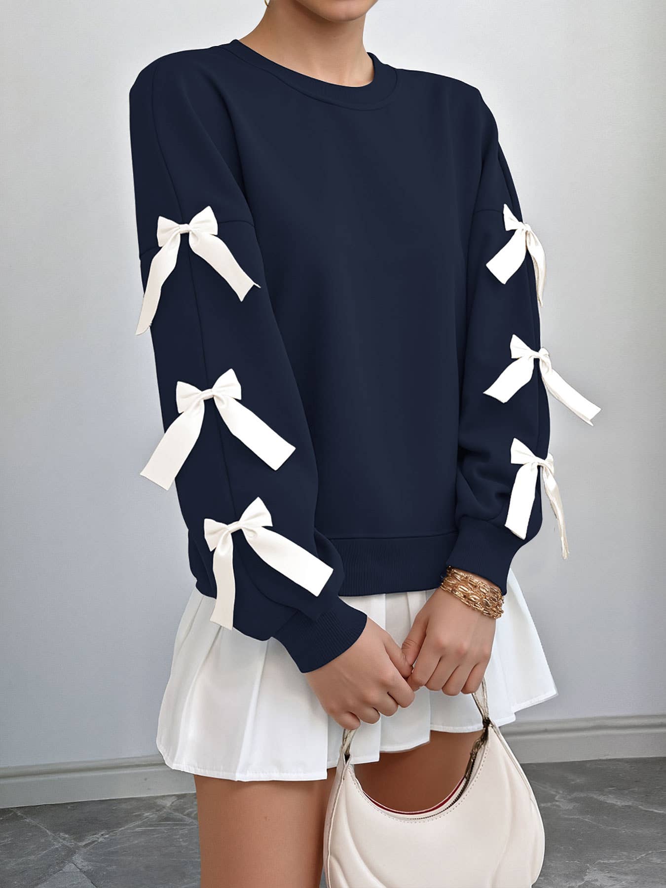 Autumn and winter sweet style top  bow  sweatshirt for women