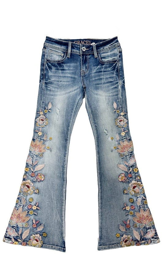 Floral Embroidery Girl Flare | GL-51900