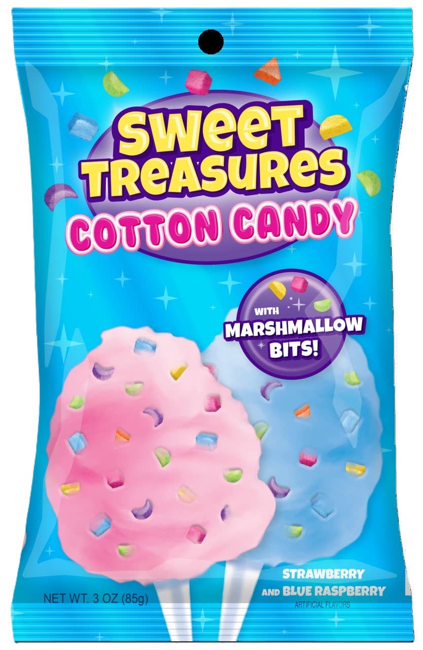 Sweet Treasures w/Marshmallows Cotton Candy, 3oz Bags, 12ct