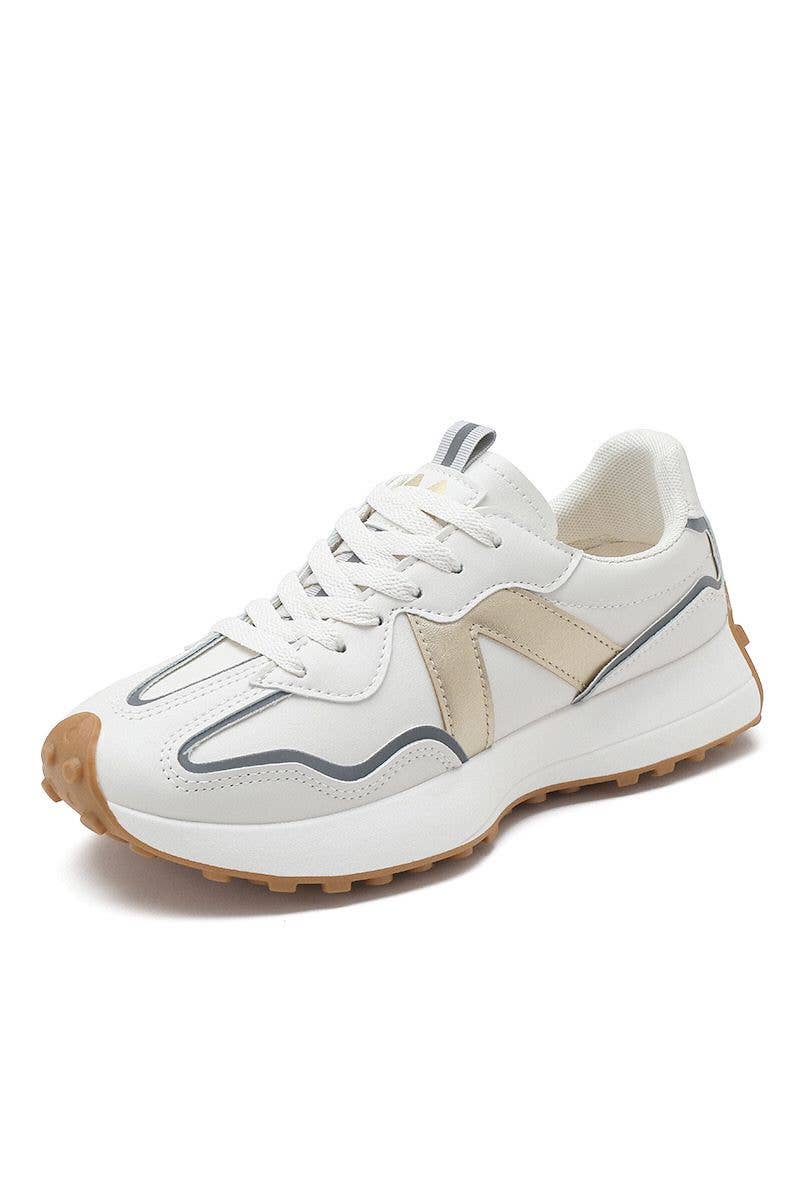 WOMENS LACE UP CHUNKY SIDE DETAIL DESIGNER SNEAKERS