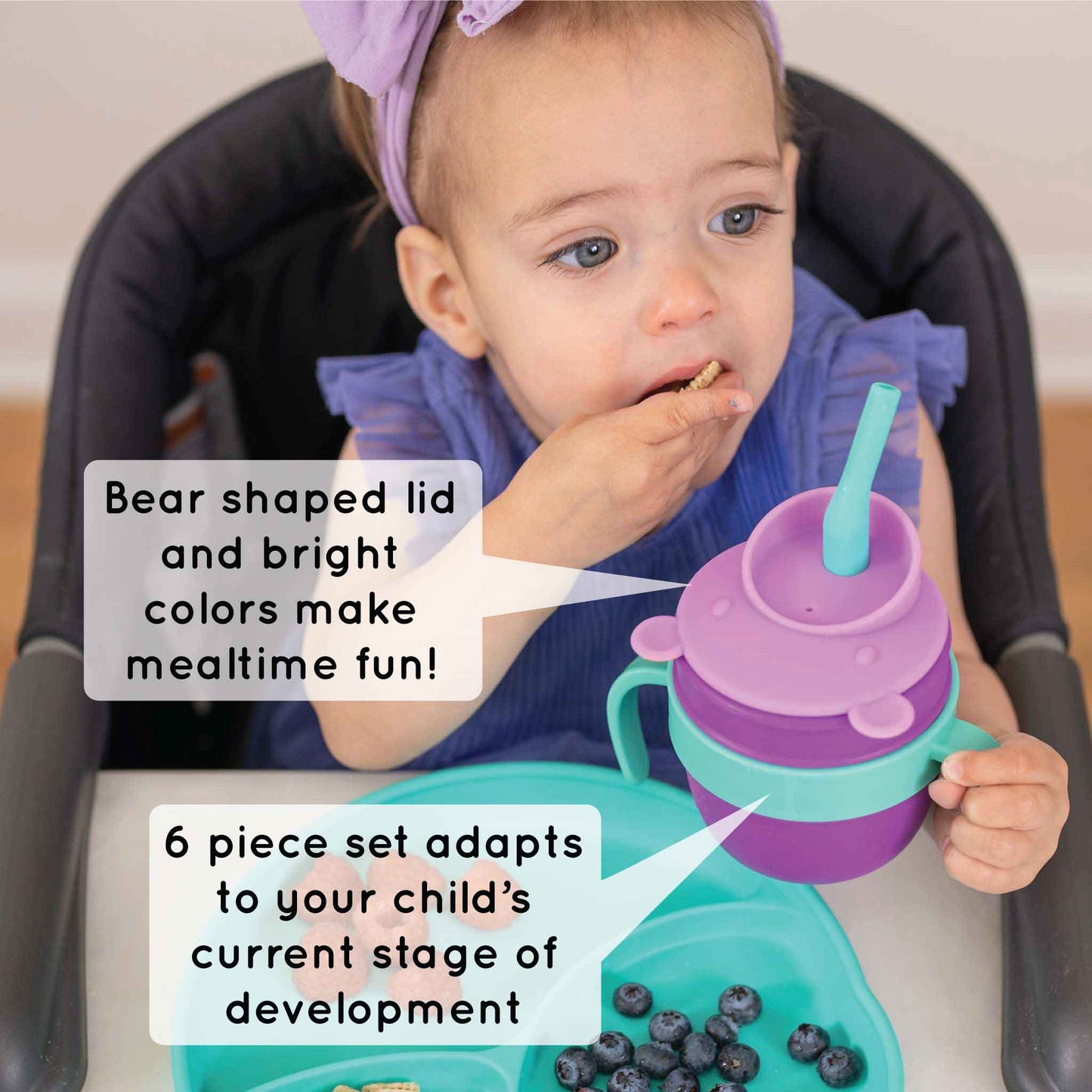 321 Grow Easy Learn Silicone Drink & Snack Set - Grape