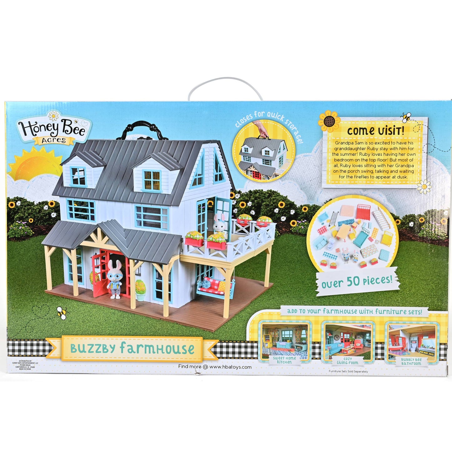 Honey Bee Acres Buzzby Farmhouse 51 Piece Dollhouse