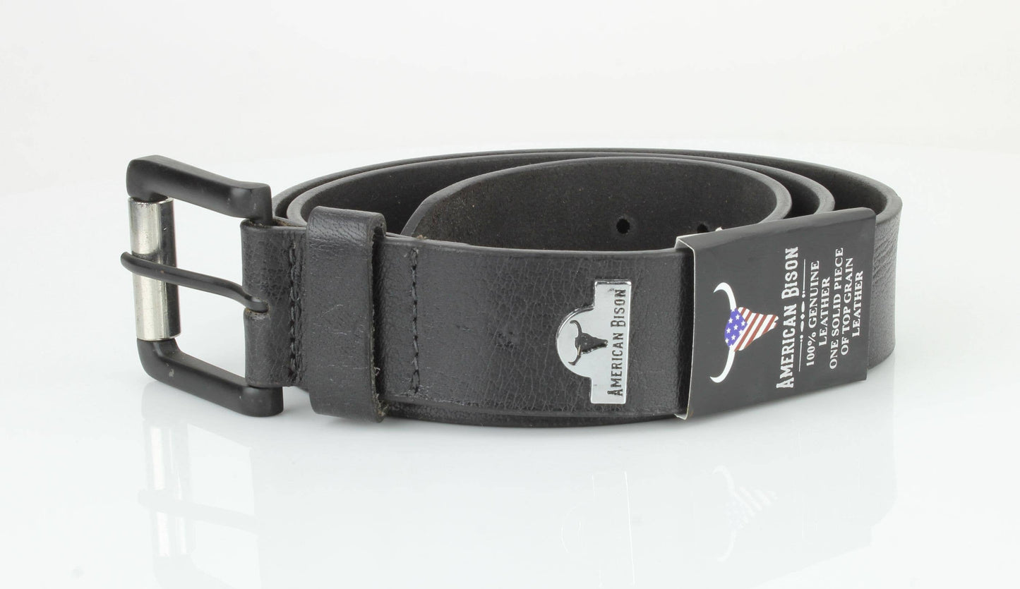 Full Grain Leather Belt with Bison Medallion ABB 007