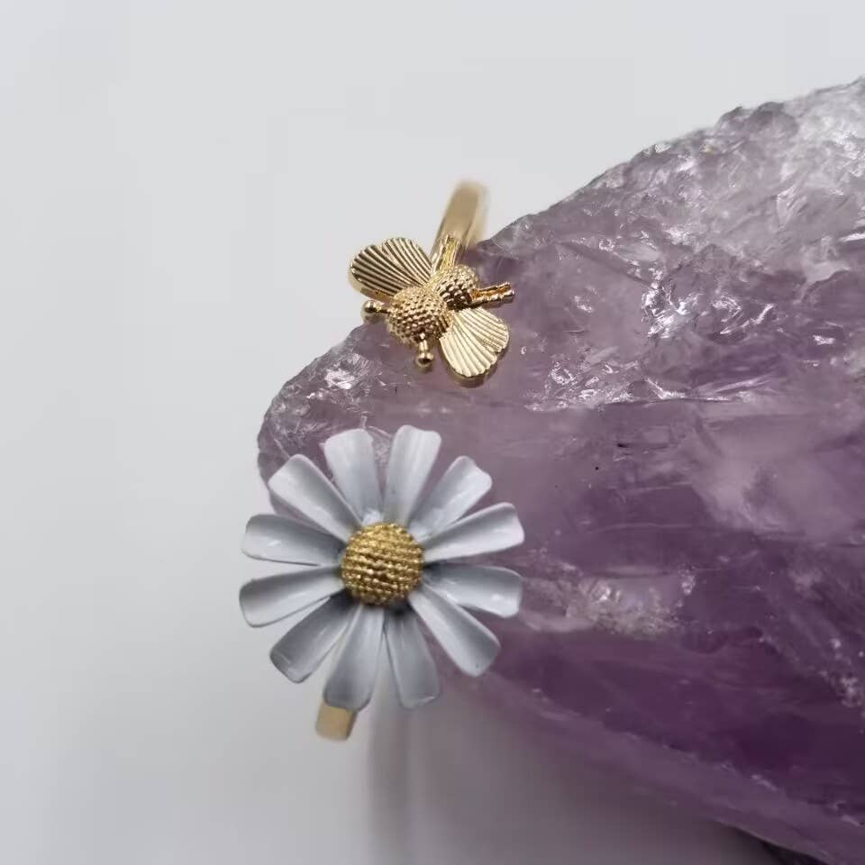Daisy Bee Bangle Cuff Bracelet