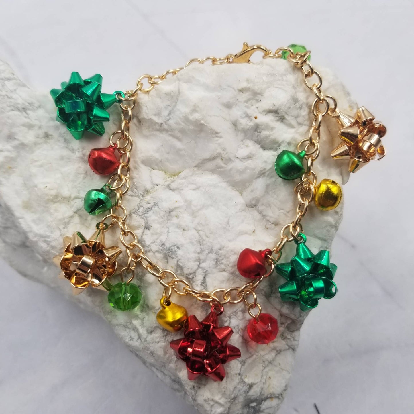 Snowflakes Bell Gold Chain Christmas Bracelet