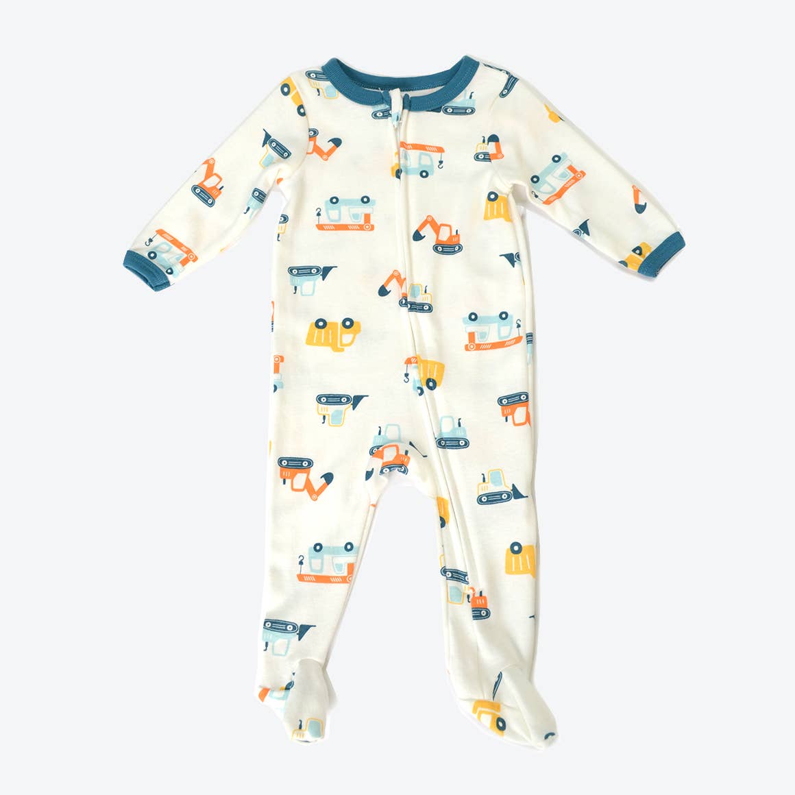 Vehicles Car Pattern Zipper Footie Pajamas Romper