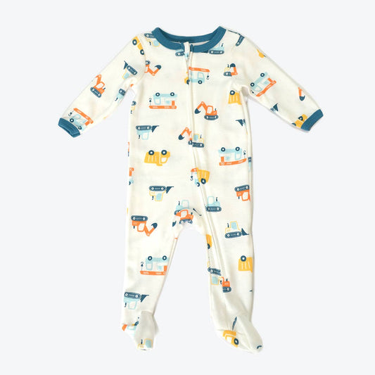 Vehicles Car Pattern Zipper Footie Pajamas Romper