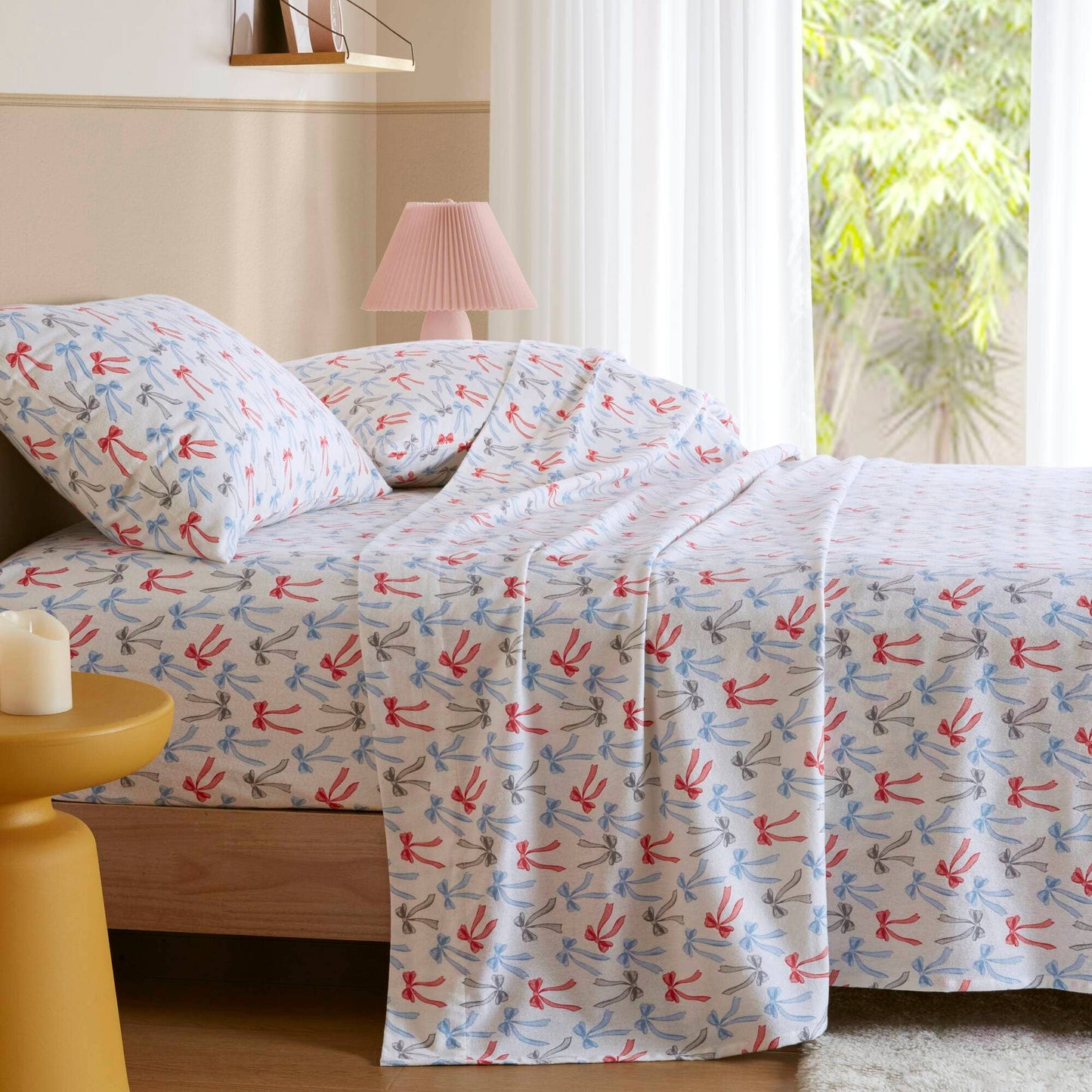 Happy Bows Insipred Cotton Flannel Kids Sheet Set