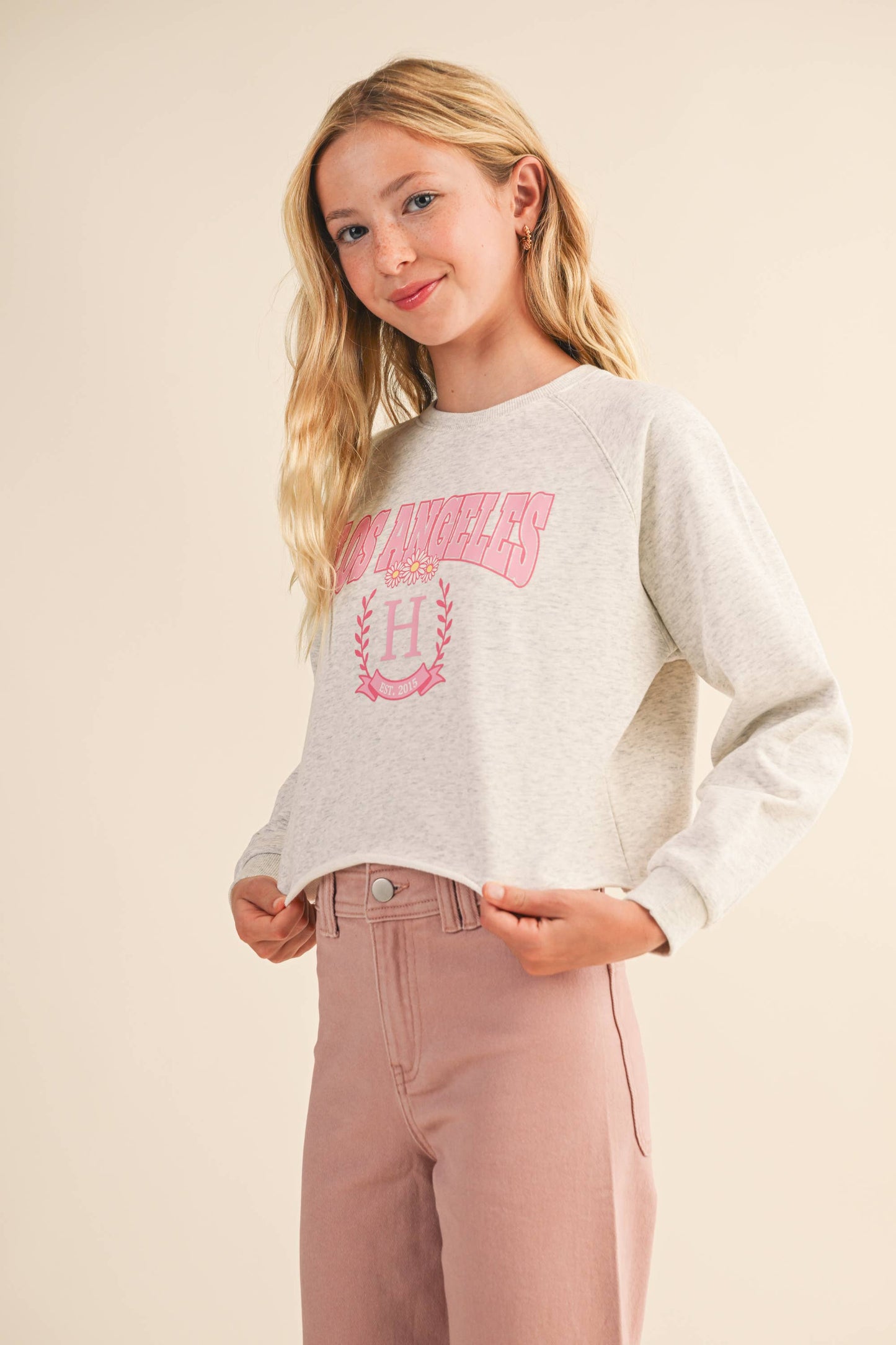 TWEEN KIDS GIRLS CROPPED RAGLAN SWEATSHIRT (7-14)