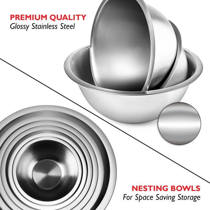 Premium Stainless Steel 6pc Mixing Bowls/Measuring Cups