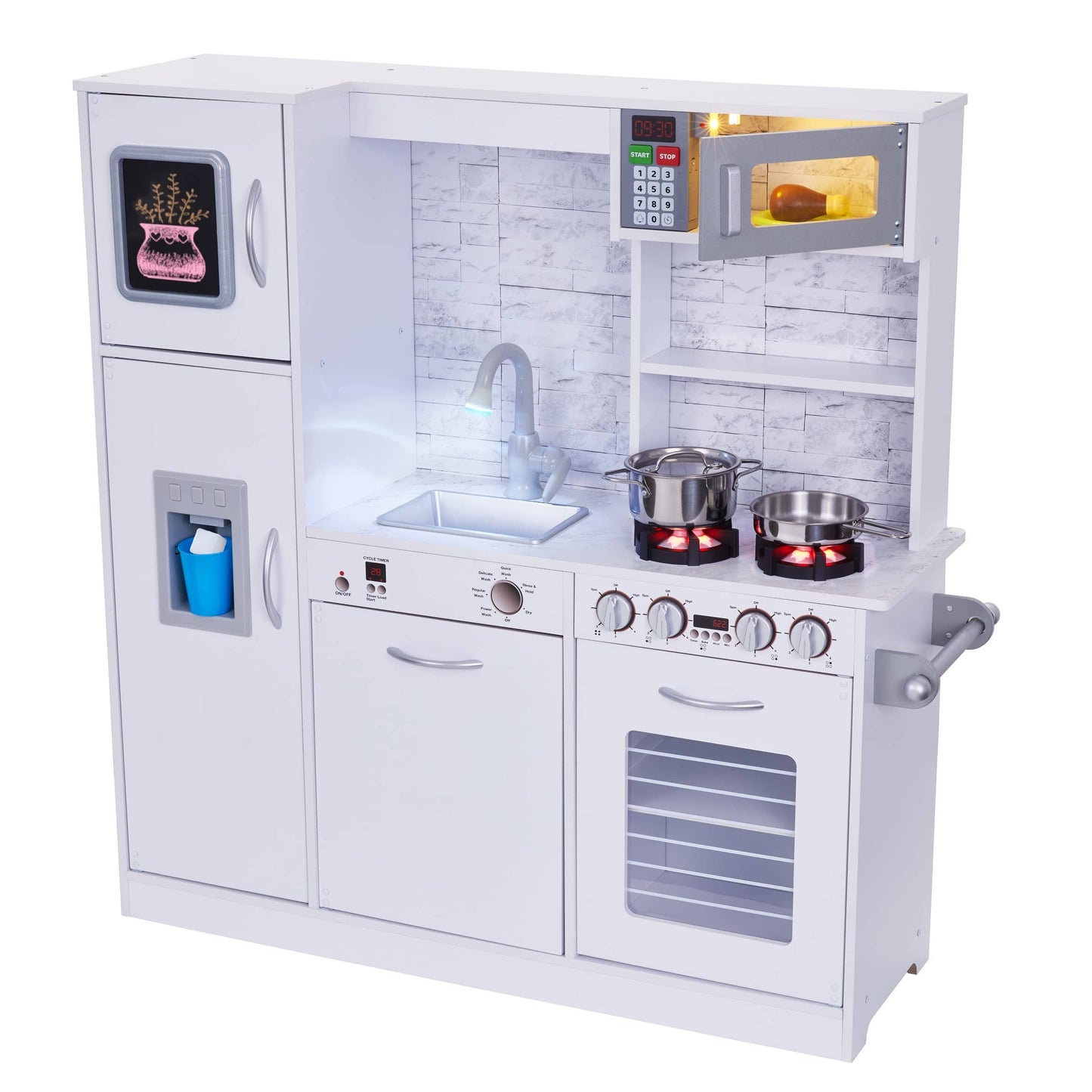 Kids Kitchen Set, Wooden Kitchen Playset with Accesories