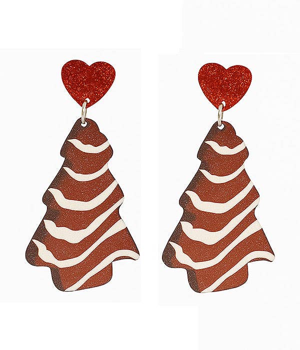 ( J607 )  CHRISTMAS THEME ACRYLIC EARRING - TREE