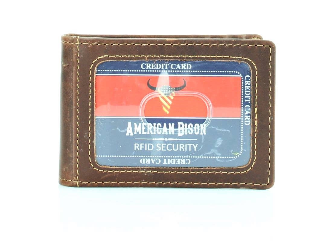 American Bison Bifold Money Clip Card Case 8034