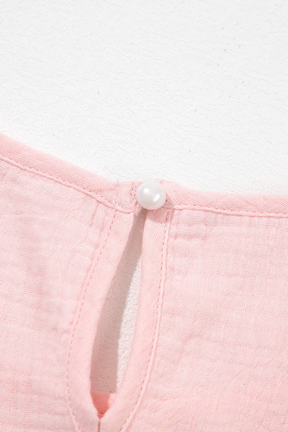 Plus Size Light Pink Ruffle Round Neck Short Sleeve Top
