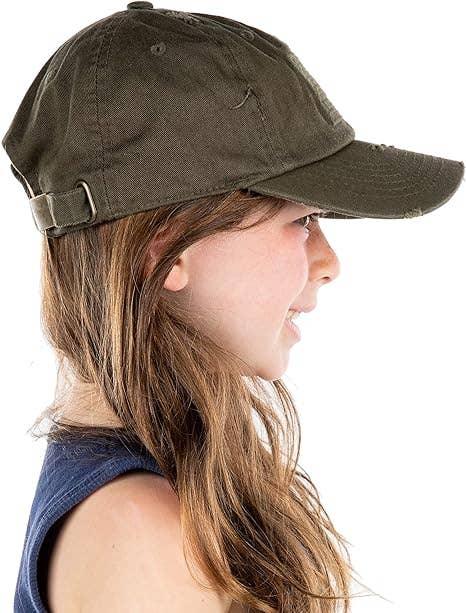 Kids Baseball Cap: American Flag - Olive (2-5)