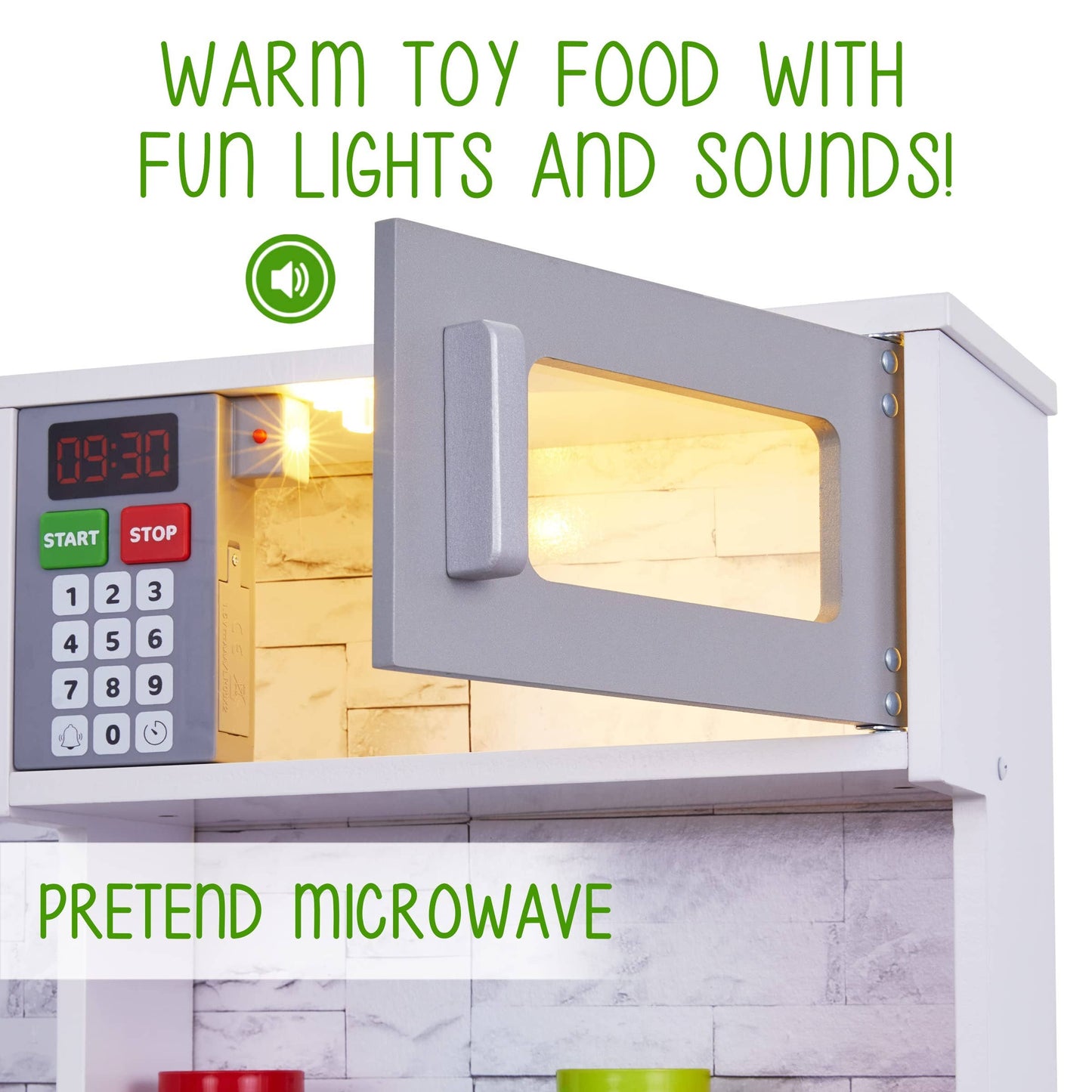 Kids Kitchen Set, Wooden Kitchen Playset with Accesories