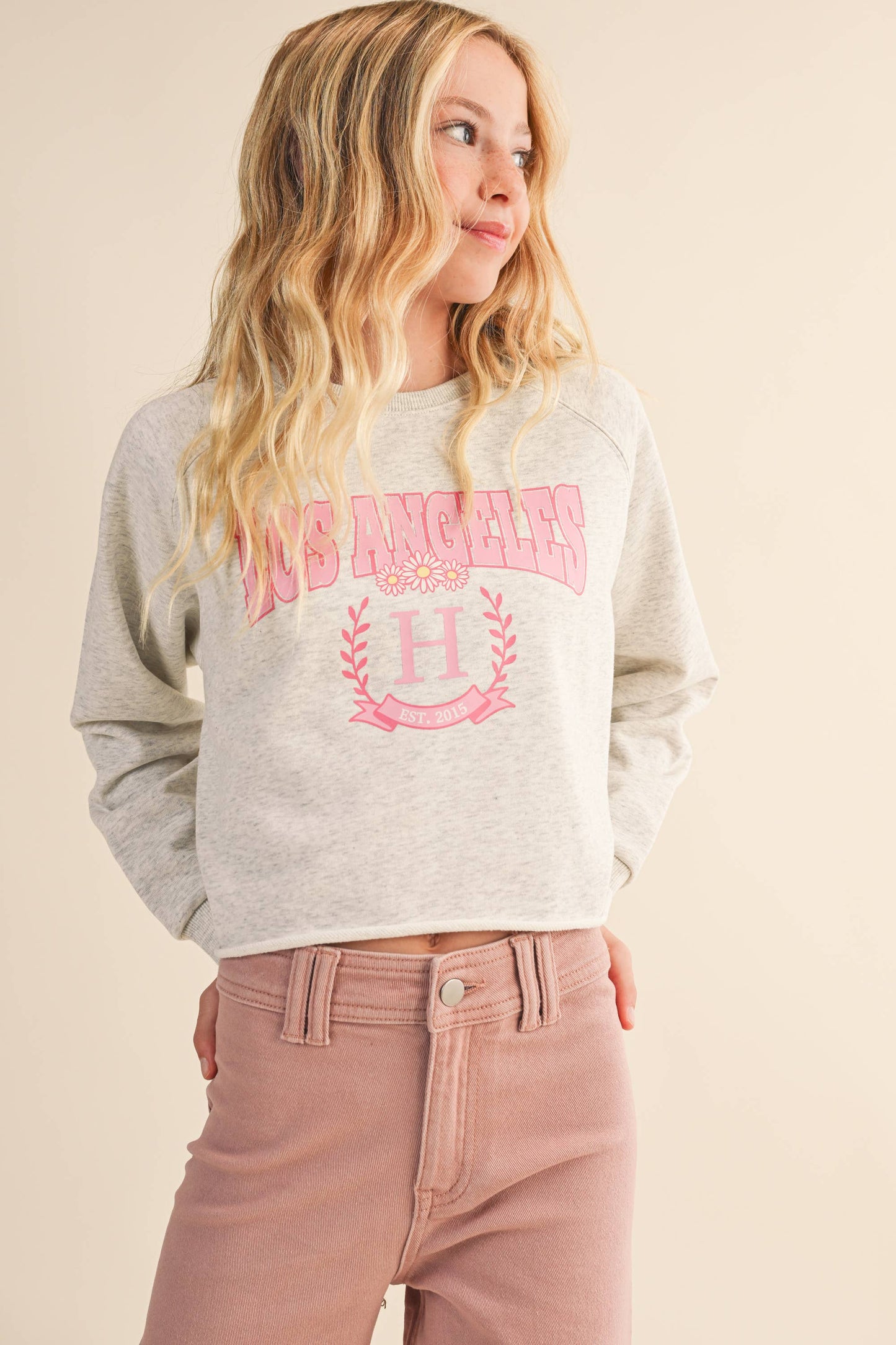 TWEEN KIDS GIRLS CROPPED RAGLAN SWEATSHIRT (7-14)