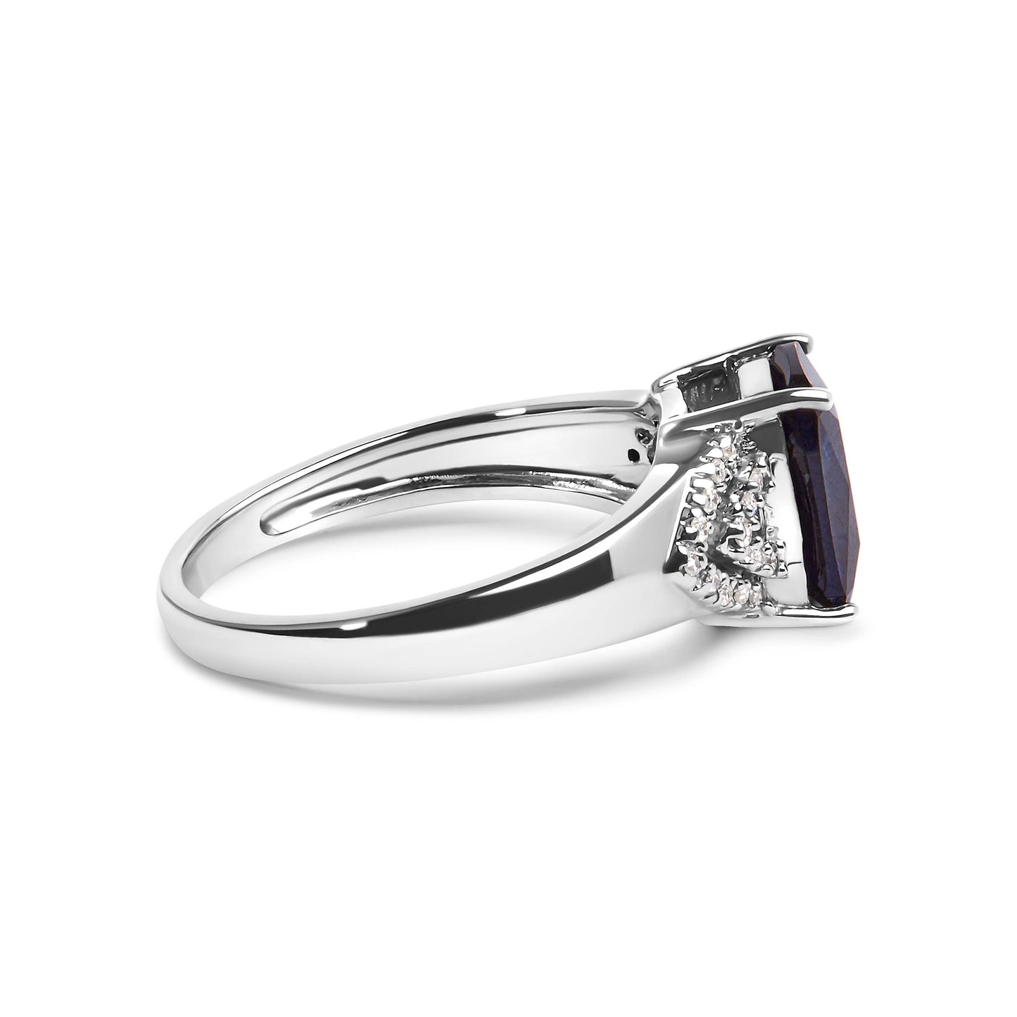 Silver Blue Sapphire and Diamond Step up Engagement Ring