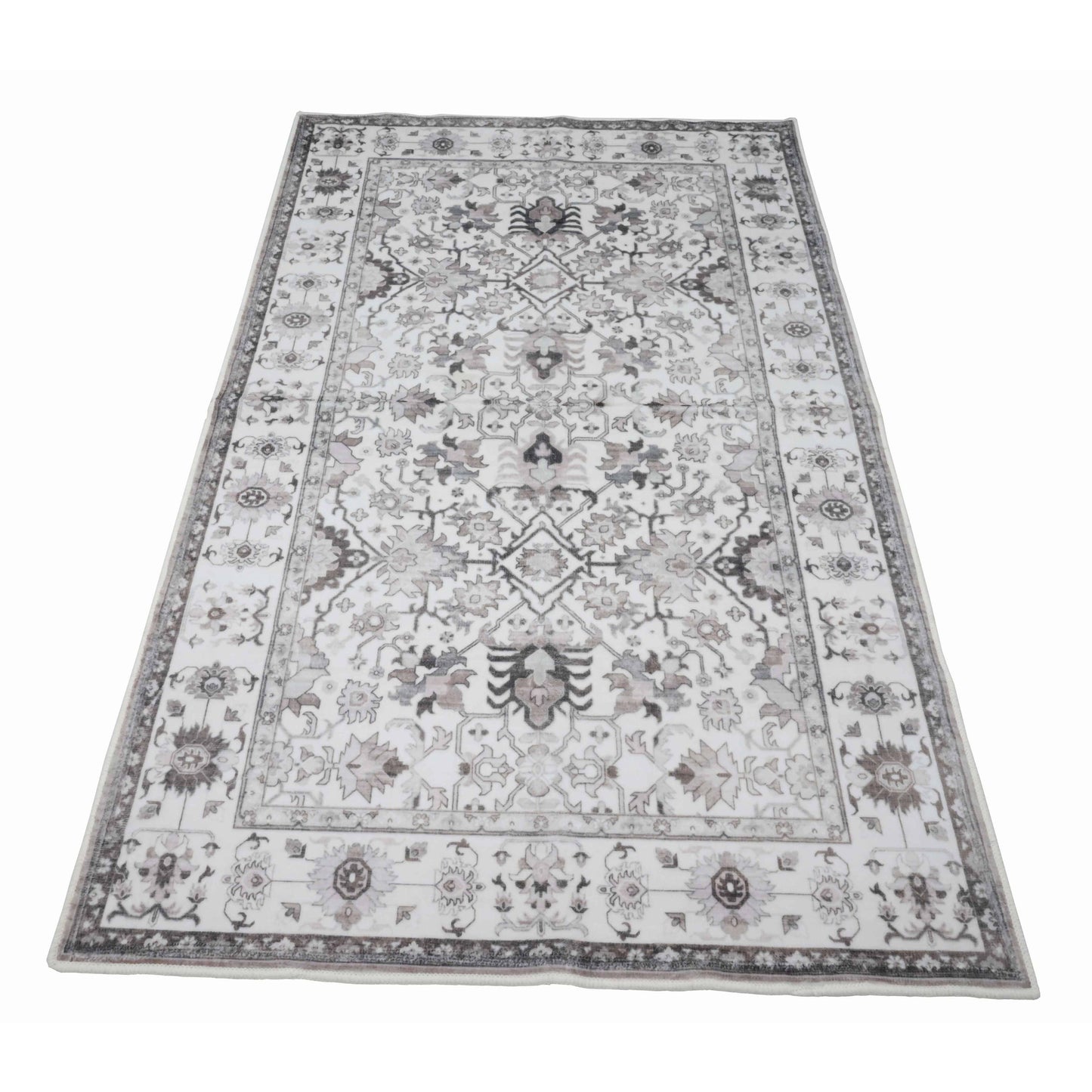 Bibb Home Washable Flannel Printed Accent Rug with Latex Bac