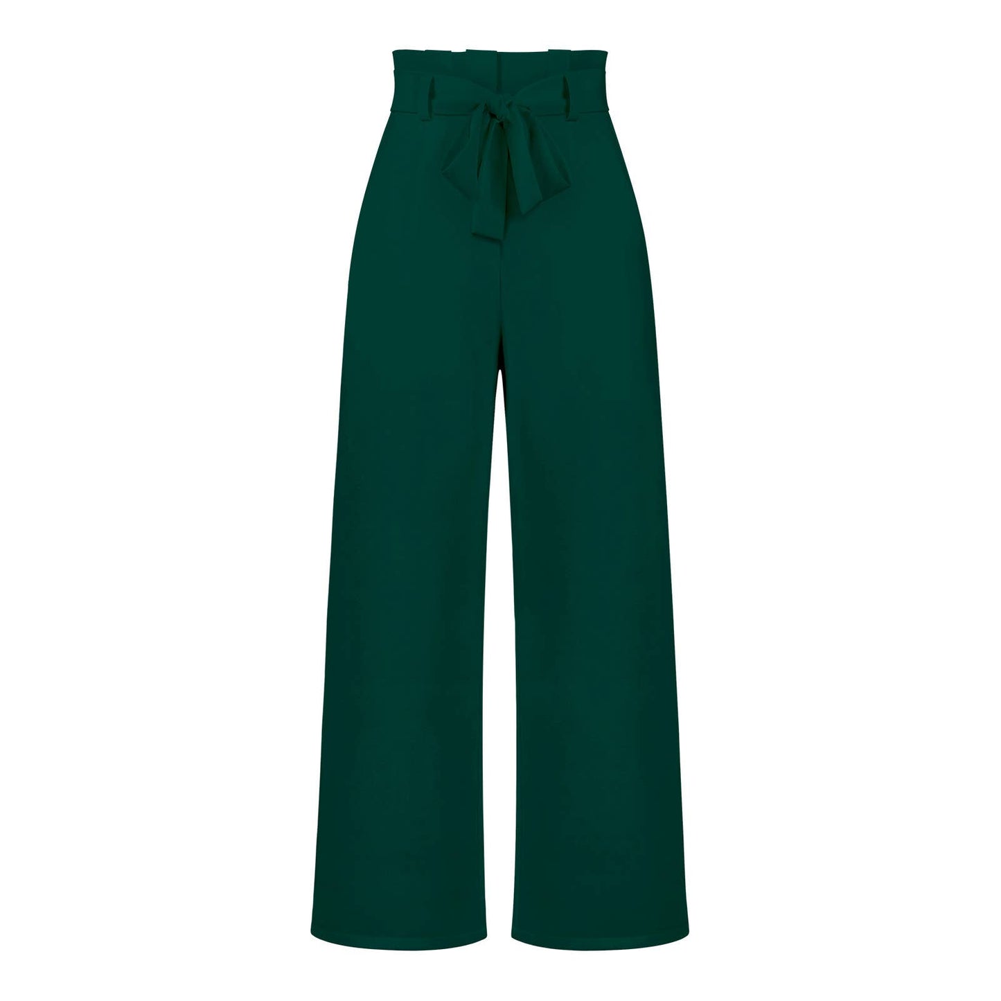 WOMEN TIED WAIST WIDE LEG OFFICE WORK PANTS