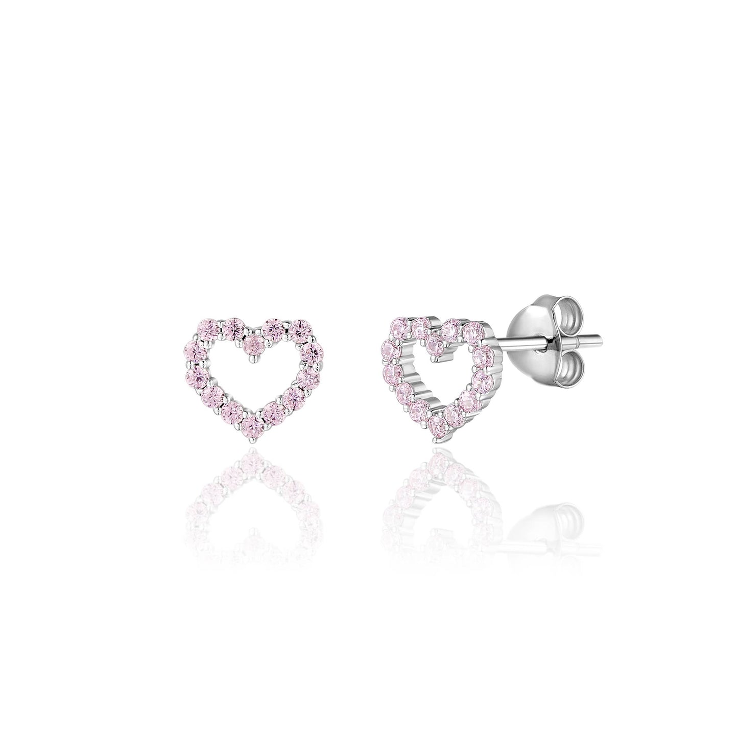 Heart Earrings for Girls | 925 Sterling Silver | Pink CZ
