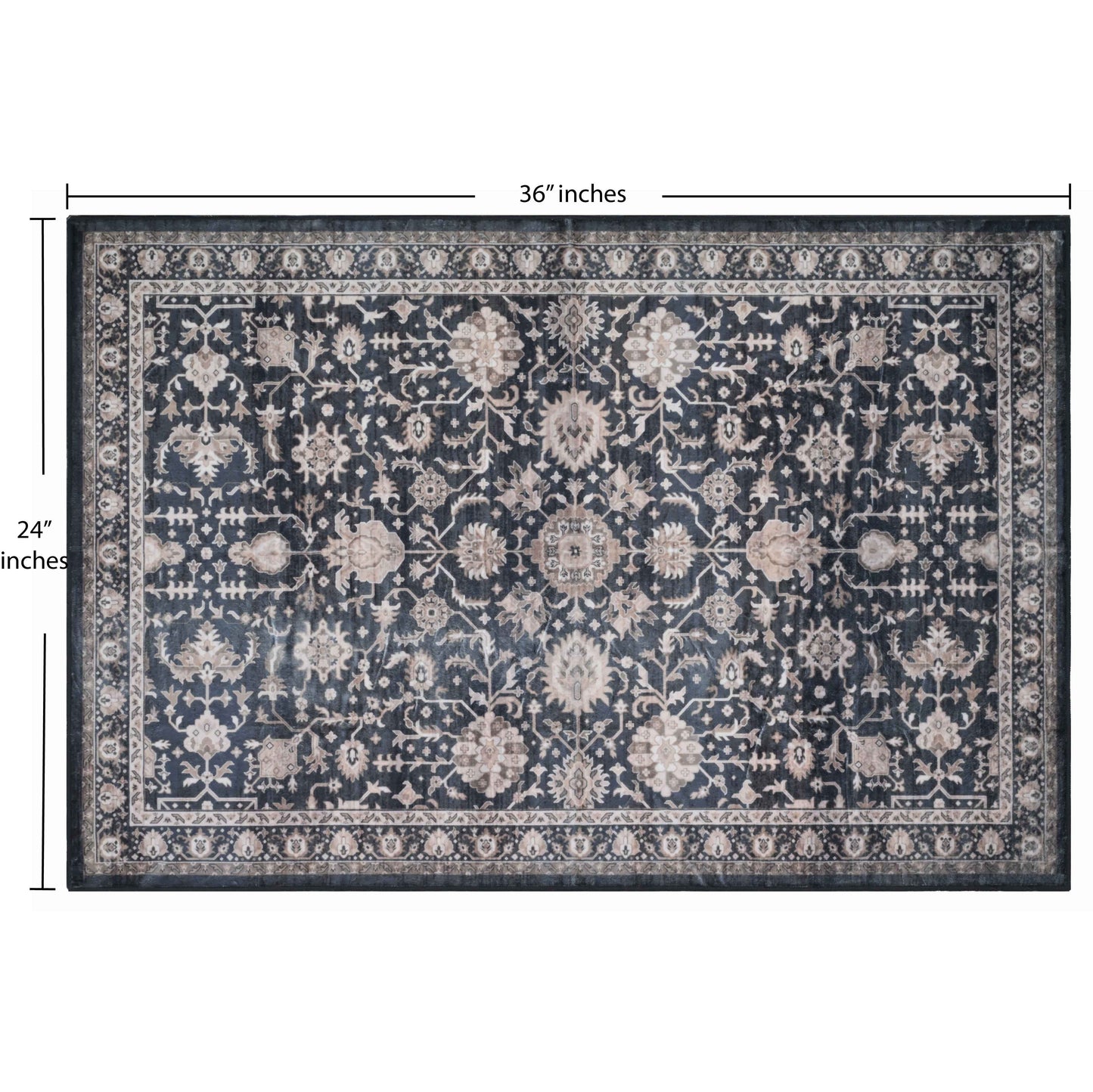 Bibb Home Washable Flannel Printed Accent Rug with Latex Bac