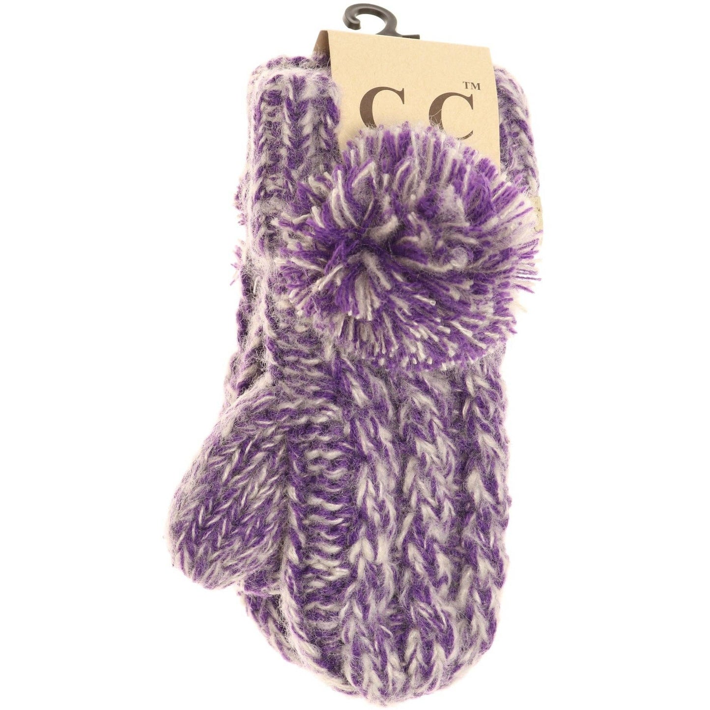 Kids CC Multi-Tone Double Pom Fuzzy Lined Mittens
