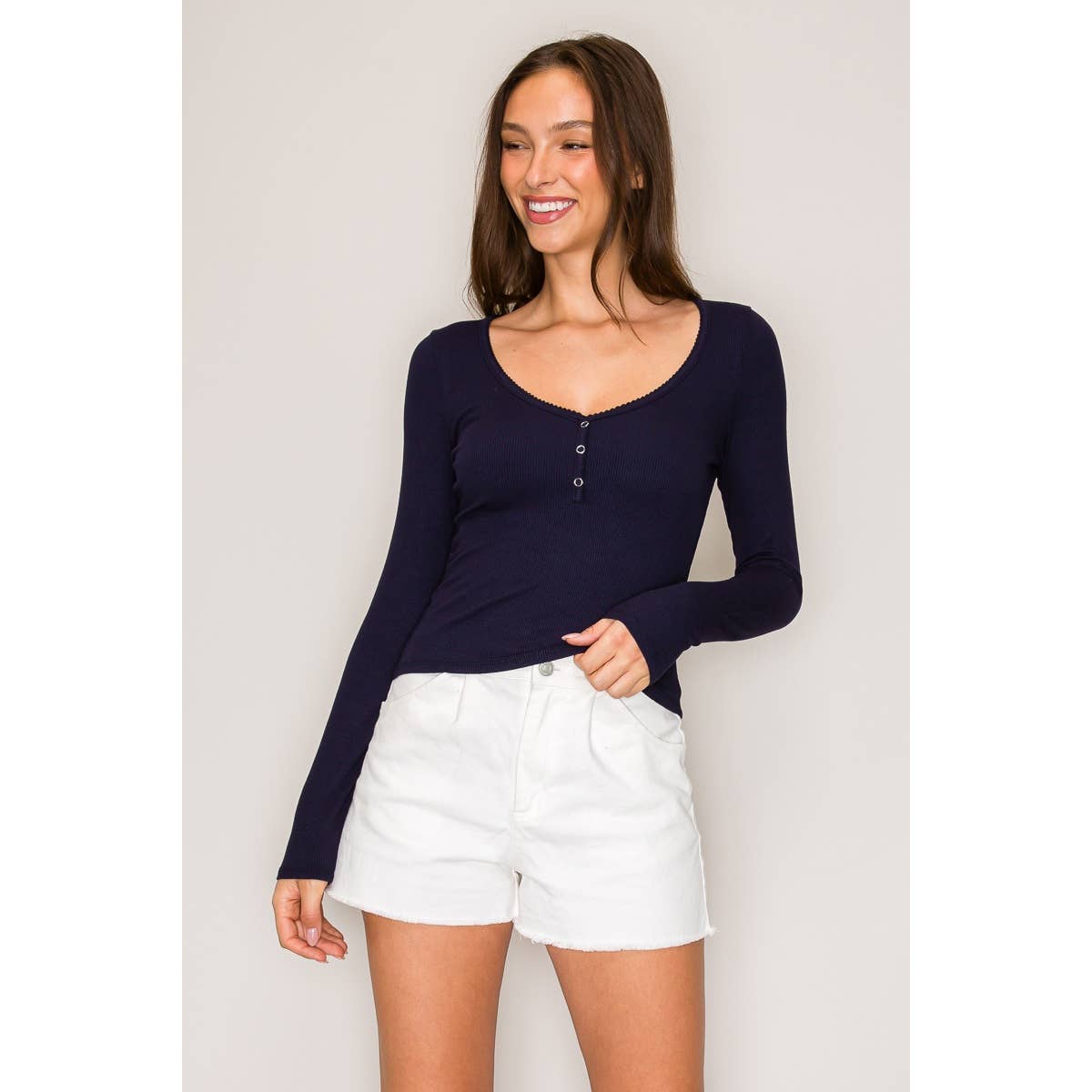 Long Sleeve Henley Top