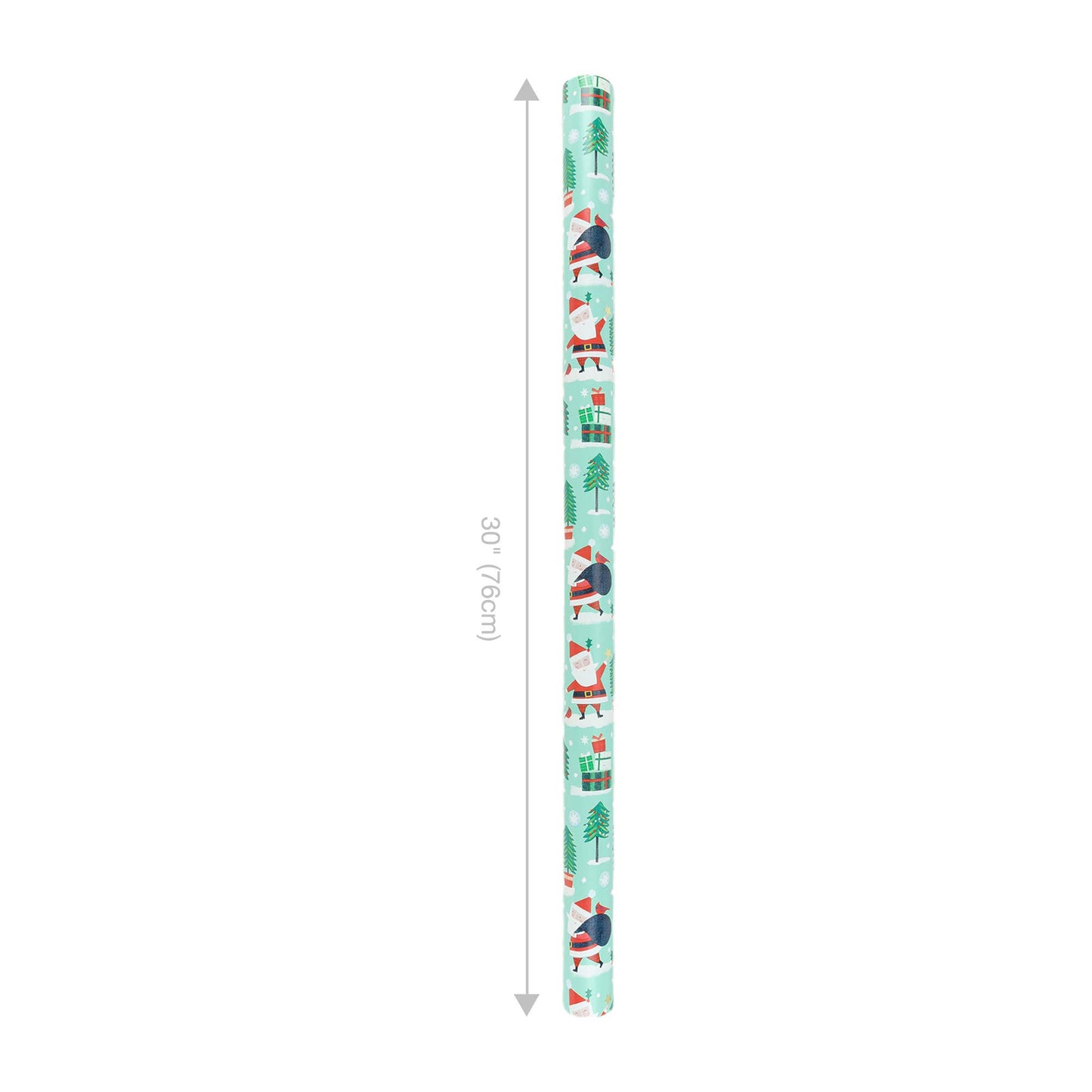 30" x 10' Holiday Reversible Wrapping Paper | Winter Friends Santa/Cardinal Present