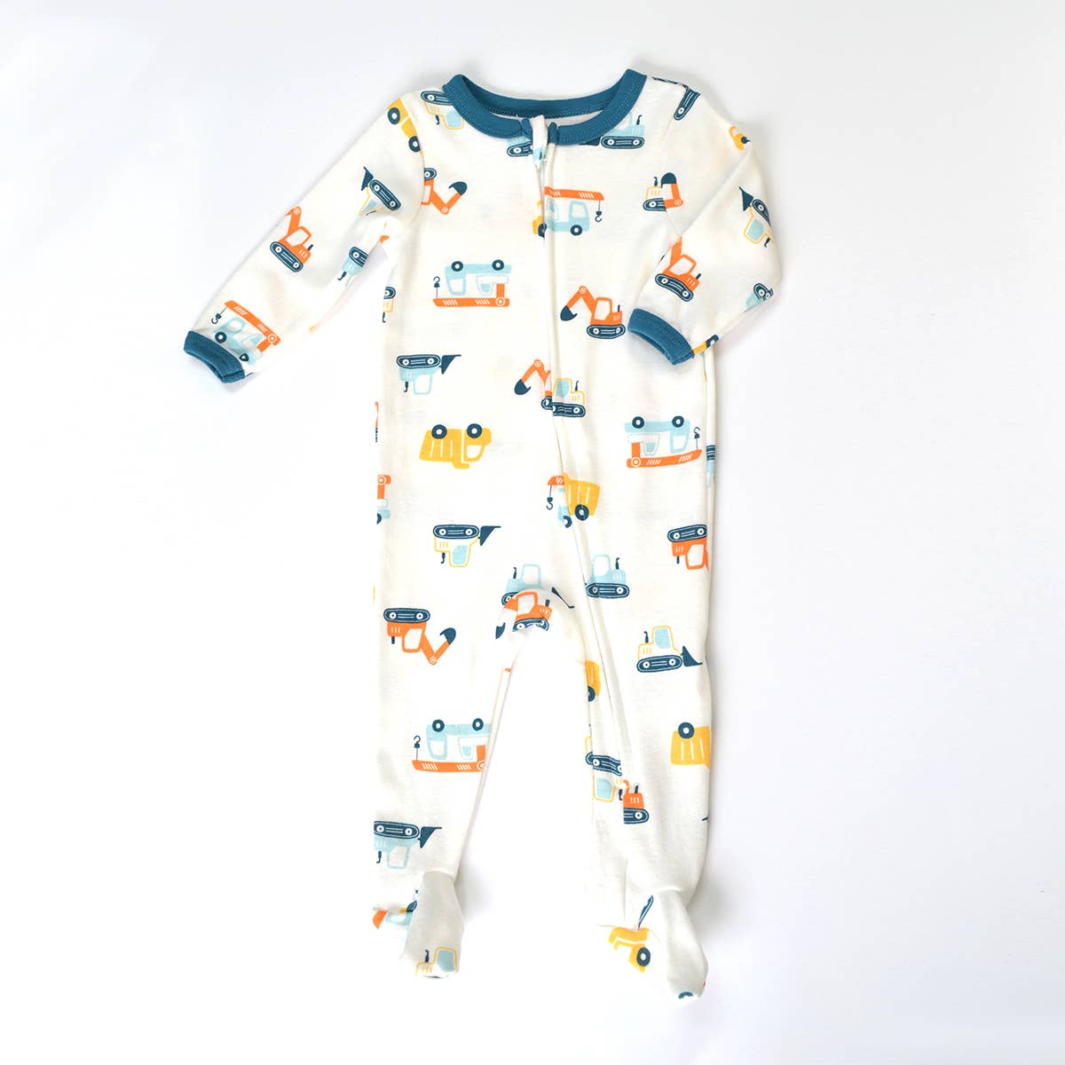 Vehicles Car Pattern Zipper Footie Pajamas Romper