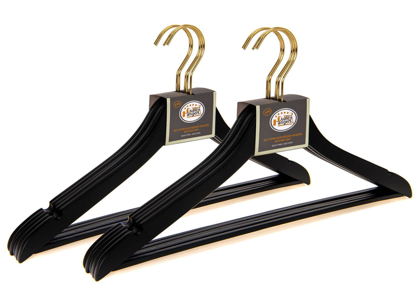 WS70 Ultra Slim Suit Hangers with Pant Bar Black/gold - 100