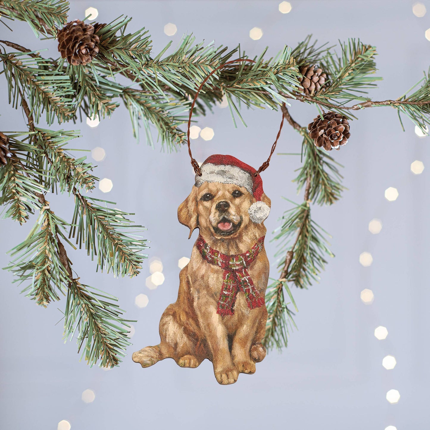 Golden Retriever Santa Ornament