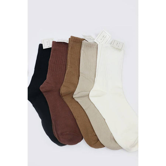 Basic Style All Year Neutral Tone Socks