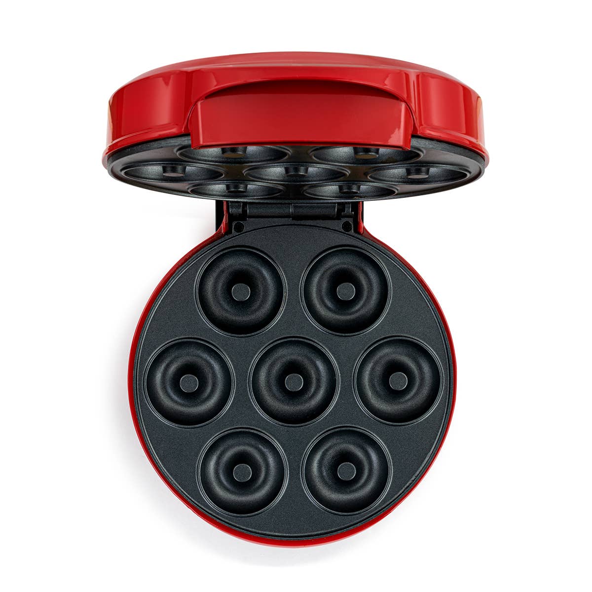 7- COUNT MINI DONUT MAKER DOUGHNUTS RED STAINLESS STEEL