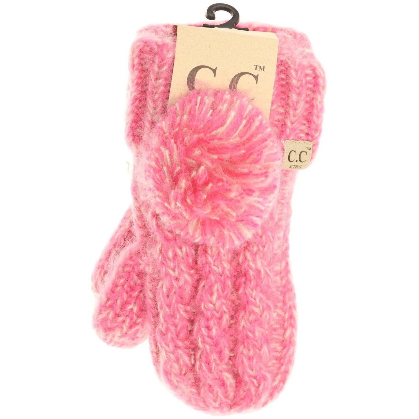 Kids CC Multi-Tone Double Pom Fuzzy Lined Mittens