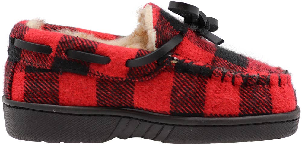 NORTY Toddler Boys Girls Unisex Fleece Plaid Moccasin Slip-o