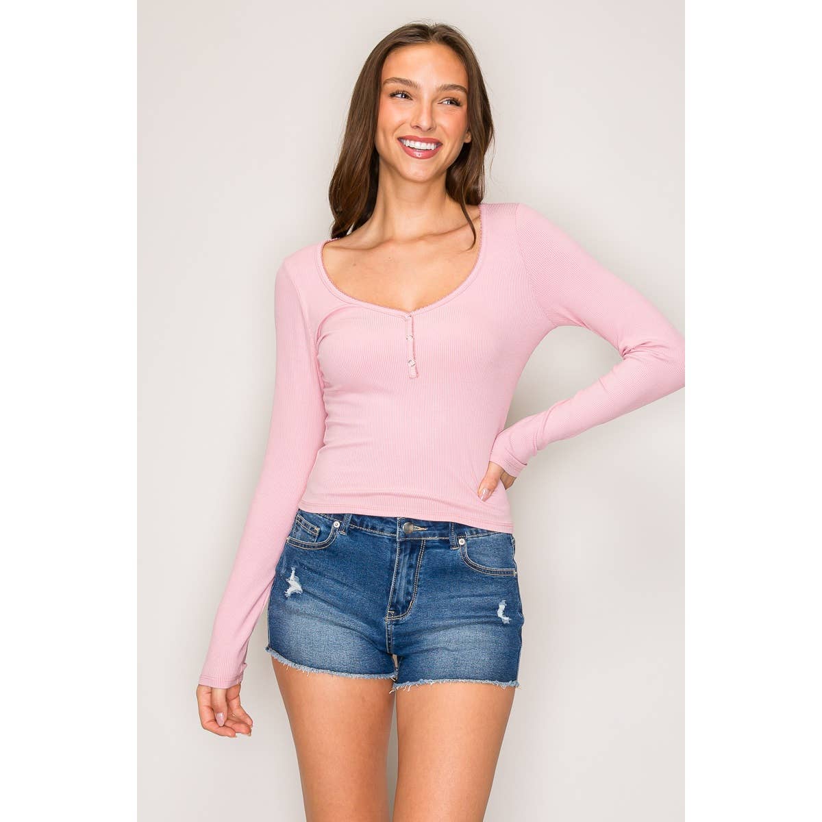 Long Sleeve Henley Top