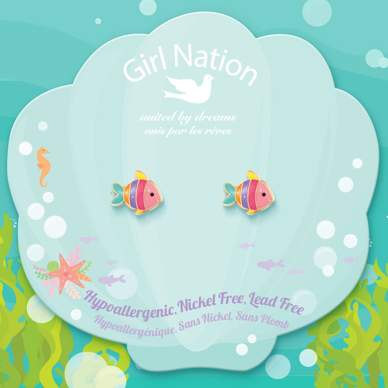 Glitter Rainbow Fish | Cutie Stud Earrings for Kids