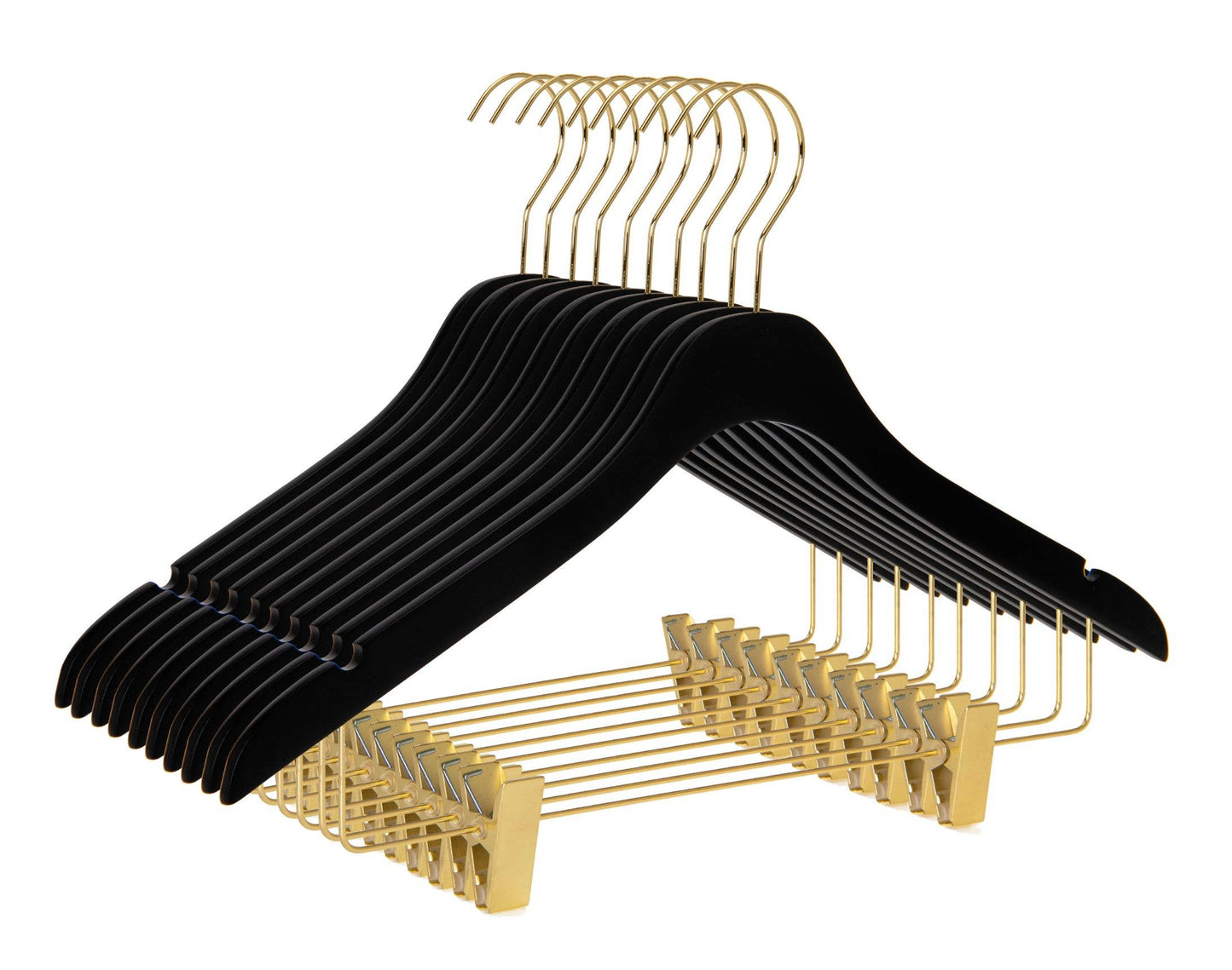 WS73 Ultra Slim Skirt Pant Hangers + Clips Black/gold - 100