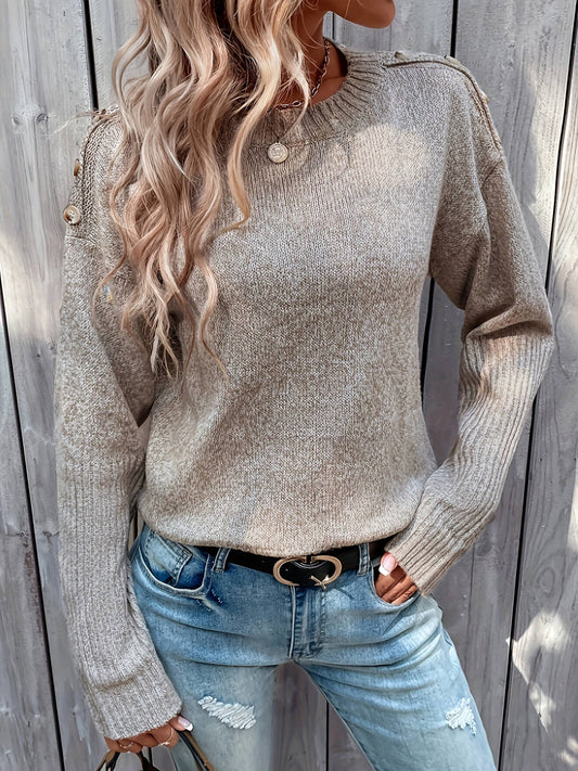 Round Neck Loose Solid Color Sweater