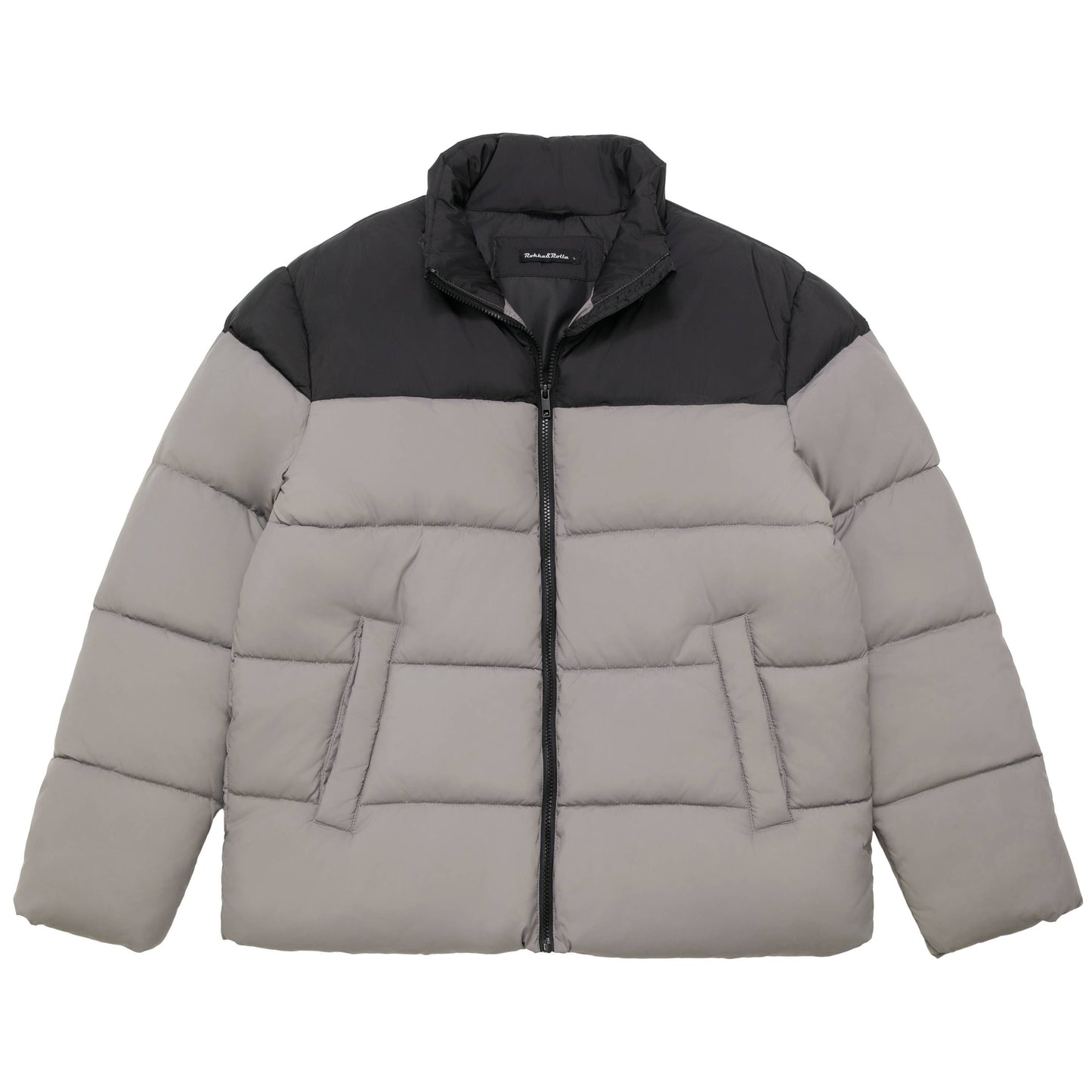 Men's Solid Puffer Coat Stand Up Collar Jacket