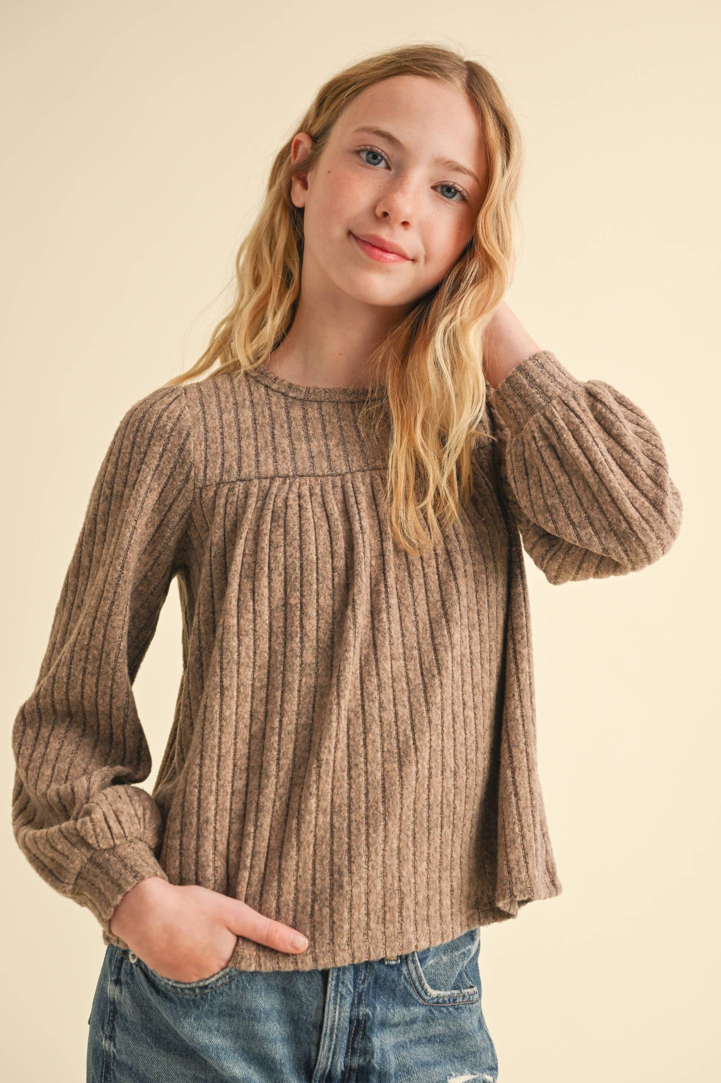 TWEEN GIRLS KIDS CREW NECK L/S BABYDOLL SWEATSHIRT (7-14)