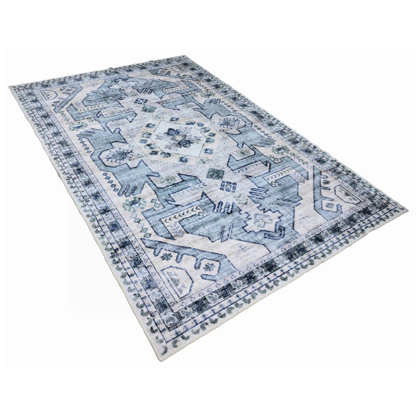 Bibb Home Washable Flannel Printed Accent Rug with Latex Bac