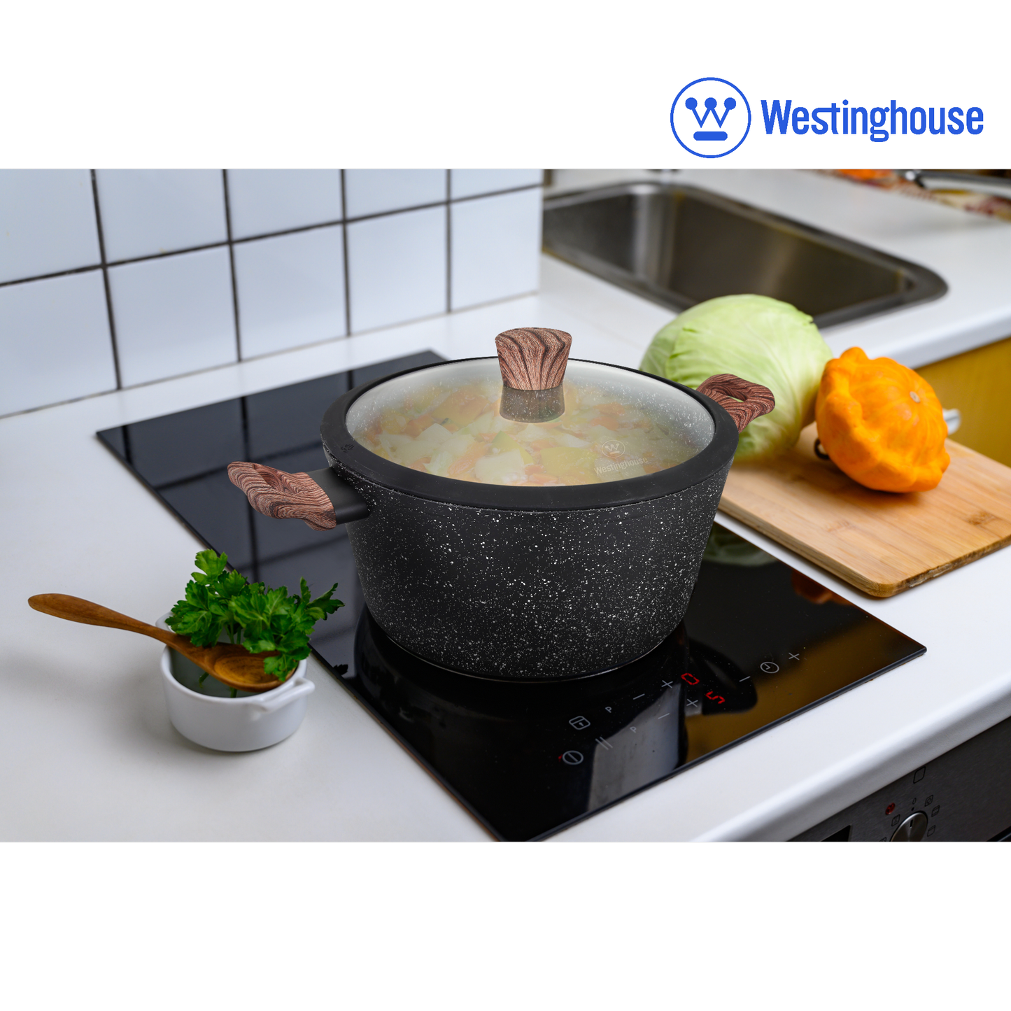 Westinghouse 4.5-Quart Casserole with Lid - Marble Series